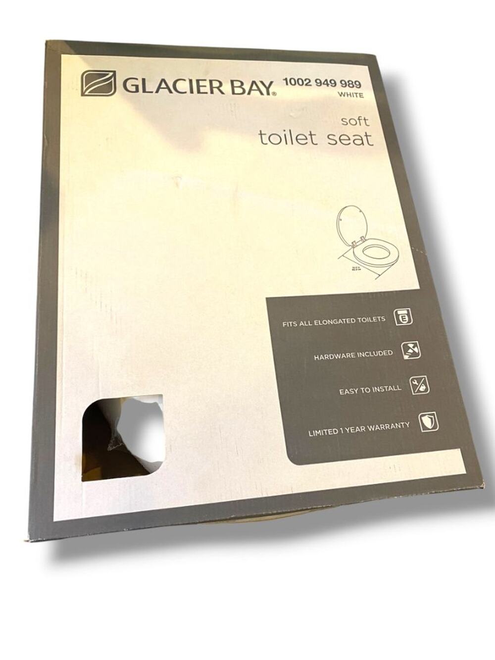 Glacier Bay New in Box Elongated White Soft Toilet Seat 1002 949 989